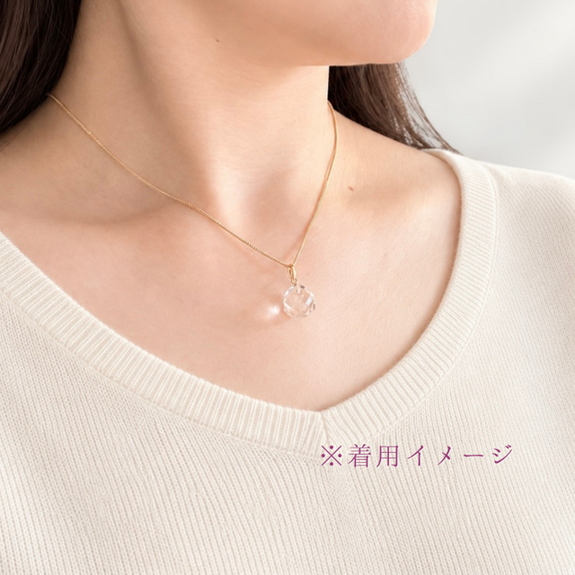 K18 11mm ブリリアントカット クォーツ/白水晶 天然石ネックレス - 光