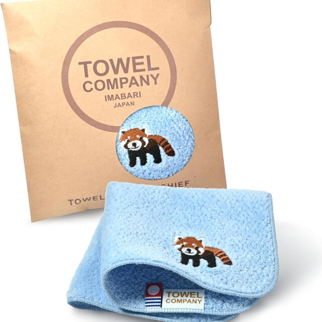 タオル　今治タオル　 アニマルパレード　レッサーパンダ　アクア　綿100％　 22cm×22cm