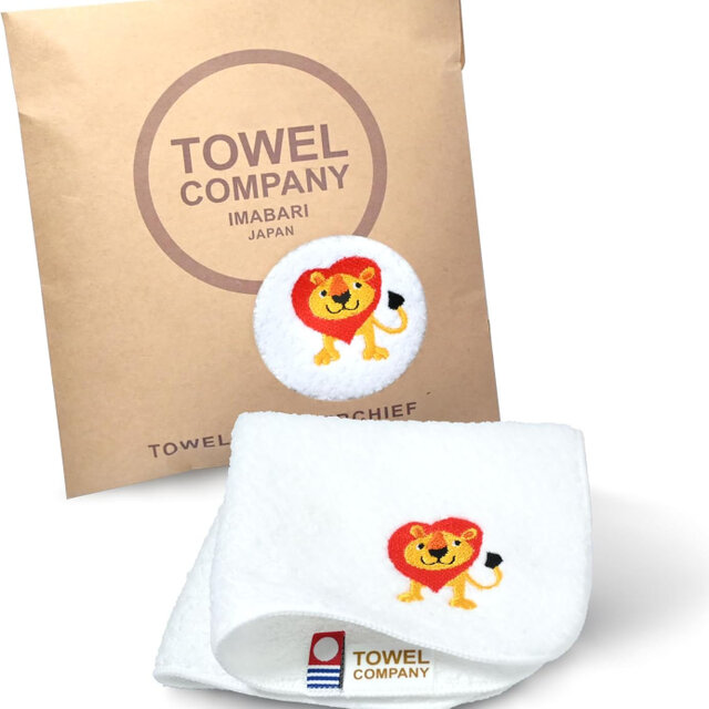 タオル　今治タオル　 アニマルパレード　ライオン　白　綿100％　 22cm×22cm