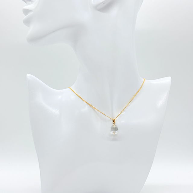 K18 9mm クォーツ/白水晶 天然石ネックレス - 角雫 | iichi 日々の