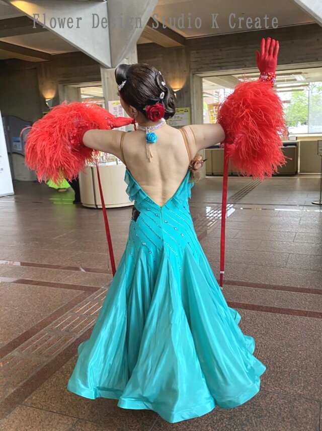 フラメンコ・ダンス・発表会に♡ベロア調の赤い薔薇のヘアクリップ 花