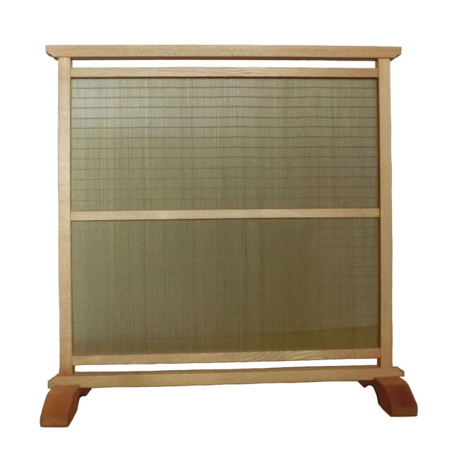 緑茶色 木簾 衝立 楢無垢 オイル仕上げ