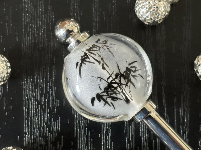 古美術　ガラス簪　「竹に雀」 9638f32e3bcdd374c1e8ca235204f8