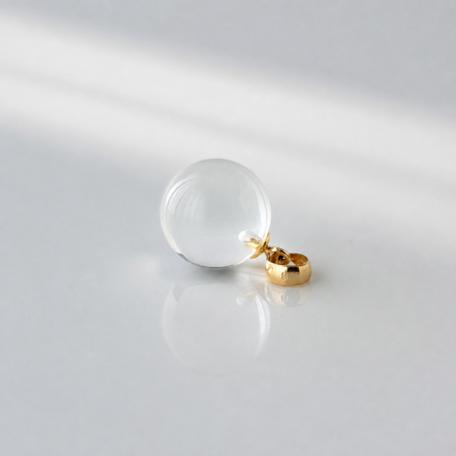K18 10mm 丸珠 クォーツ/白水晶 天然石ネックレス - Orb -clear- S