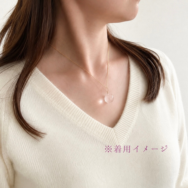 K18 16mm 丸珠 クォーツ/白水晶 天然石ネックレス - Orb -clear- L