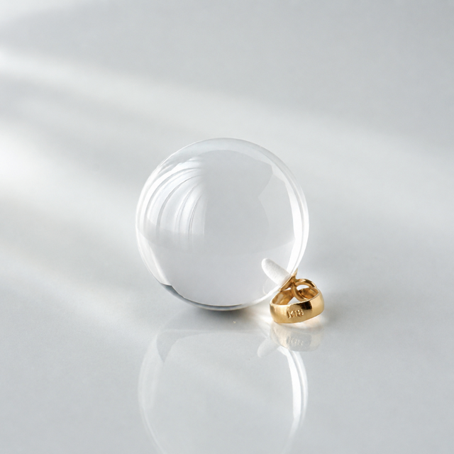 K18 16mm 丸珠 クォーツ/白水晶 天然石ネックレス - Orb -clear- L