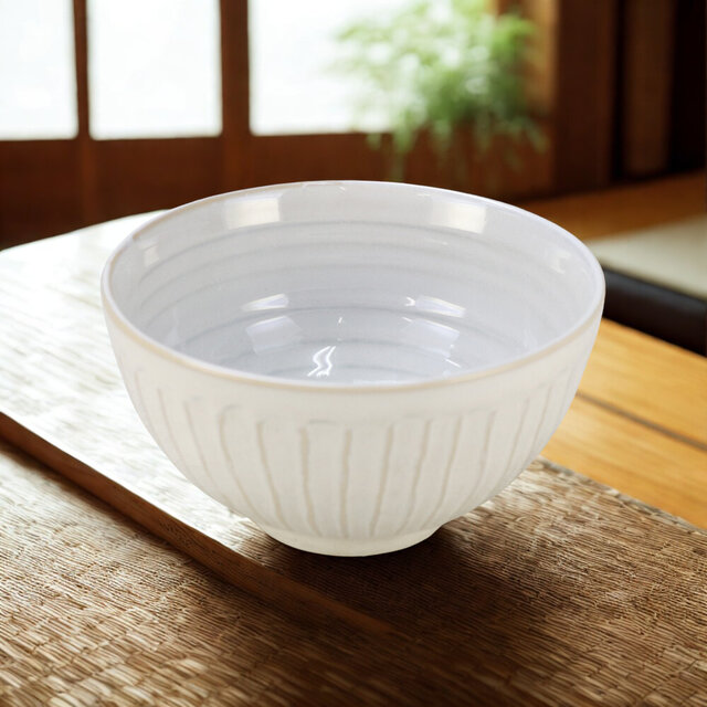 白釉しのぎ 飯椀【美濃焼】