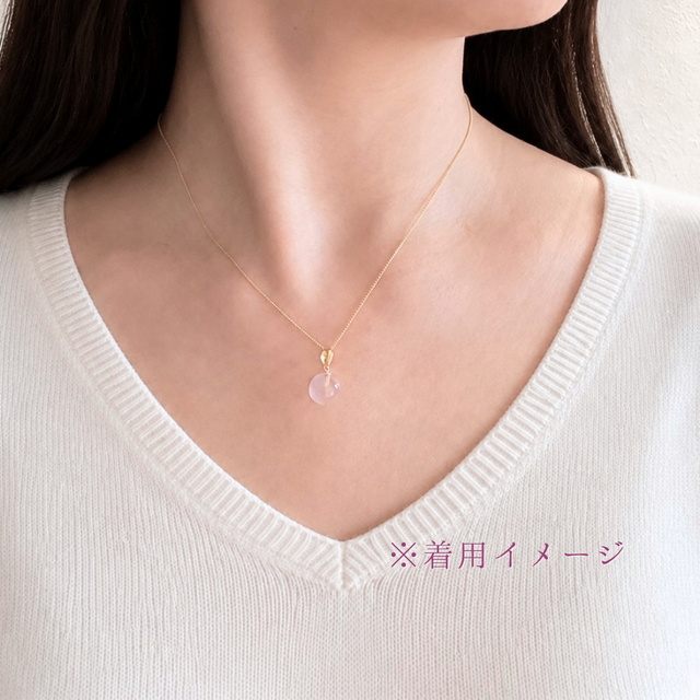 K18 10mm まんまる ローズクォーツ/紅水晶 天然石ネックレス - 花雫S