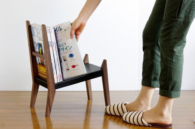 【book rest chair】マガジンラック/革張りの画像1枚目