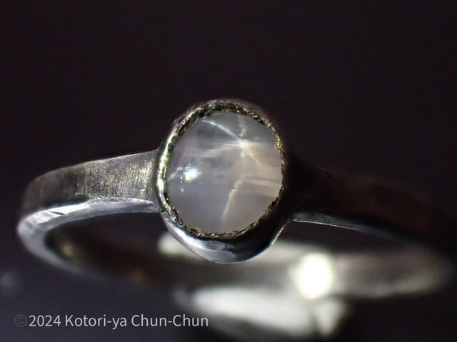 ヴィンテージ スター サファイア 天然ダイヤモンド 925 シルバー リング スターサファイア 9.6ct ラウンドカボション ミル爪 シルバーSV925