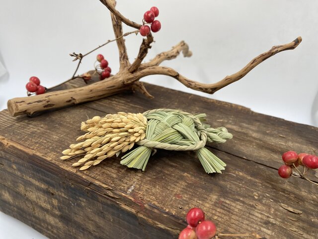 わら細工　古代米　しめ縄飾り わら細工 古代米 しめ縄飾り わら細工 古代米 しめ縄飾り