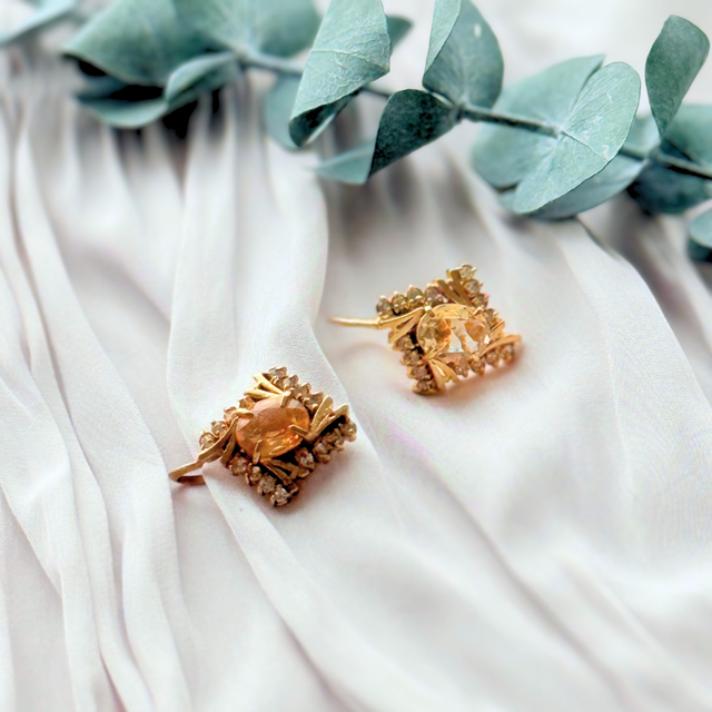 9×7 クラシック シトリン/黄水晶  K18GP イヤリング - 額縁 -orange-