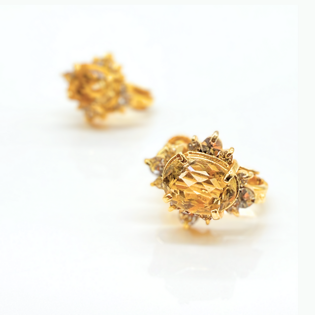 8×6 シトリン/黄水晶  K18GP イヤリング - luxe