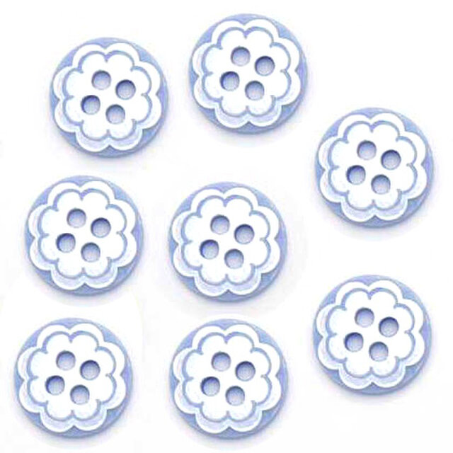 Sale* プラスチックボタン 8個サークルフラワー  ベビーブルー  B-1465 花 レトロ ヴィンテージの