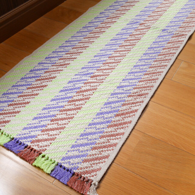 生成りラミーとコットンで手織りした卓上マット　38.5cm×128cm