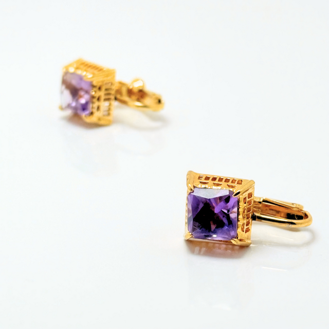 8mm 藤色 アメジスト/紫水晶 イヤリング - wisteria | iichi 日々の