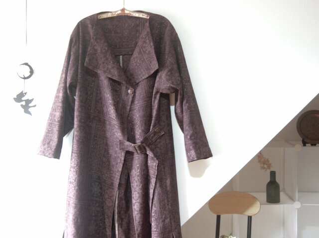 結城紬 更紗柄のライトコート 着物リメイク | iichi 日々の