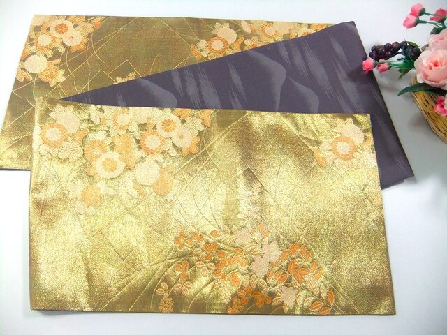 16)2058】180cm/菊草花文様/タペストリー・テーブルランナー