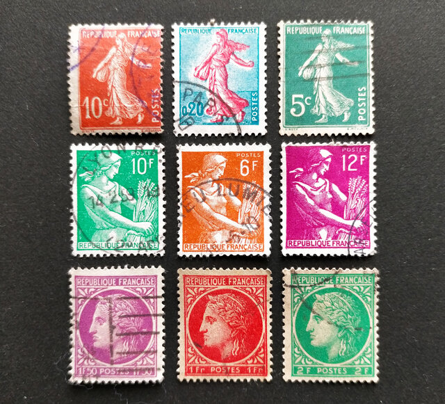 主にフランスの使用済み切手 フランス古切手（TROIS）9枚セット【France】DA-STE146 | iichi 日々の