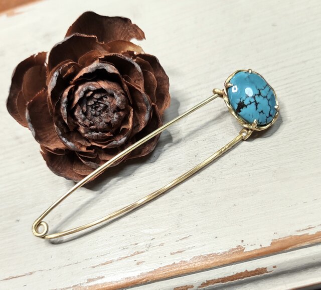 ターコイズ＊*ストールピン | iichi 日々の暮らしを心地よくする