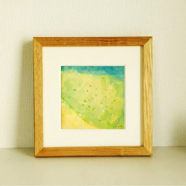 一点物｜明るい気持ちになる絵｜原画「光の道」水彩イラスト　※木製額縁入り