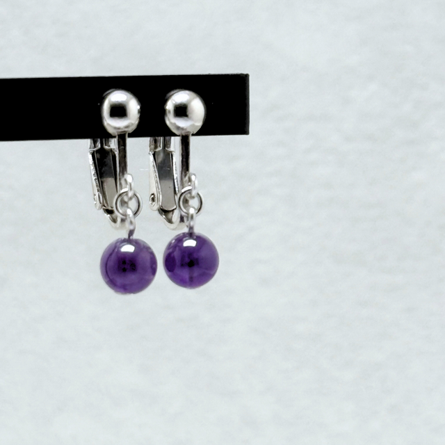 6mm シンプル アメジスト/紫水晶  RHP イヤリング - ベリーS