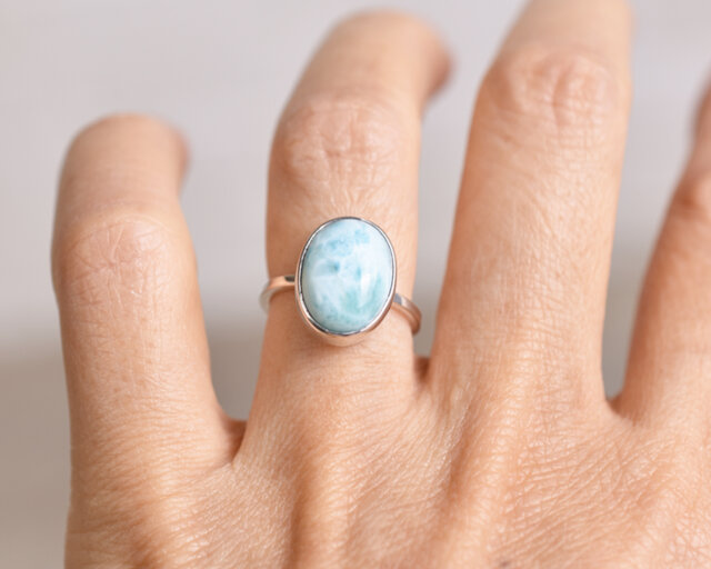 ラリマー お月様シルバー925高品質＆シトリン プルメリア天然石