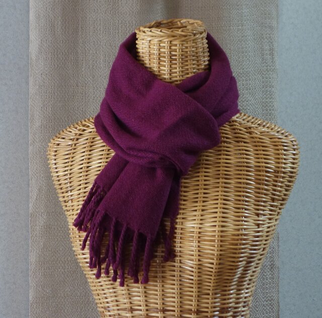 手織りカシミアマフラー・・杢赤紫 | iichi 日々の暮らしを心地よく