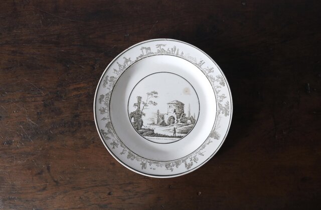 Creil/grisailleplate クレイユ窯/グリザイユプレート CREIL クレイユ グリザイユ 平皿 ディナー皿 φ25cm フランス