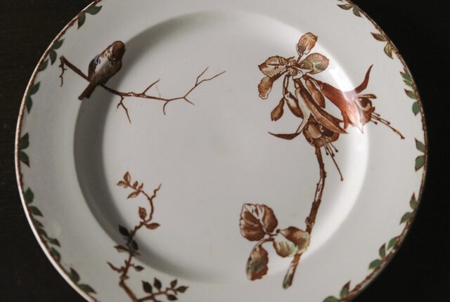 アンティーク  平皿 約25cm HB&Cie Oxford オックスフォード 平皿 手彩色 φ24.5cm フランス