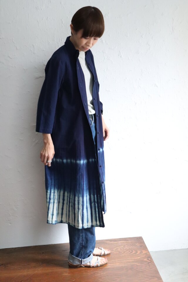 藍染 長袖シャツワンピ サーカス | iichi 日々の暮らしを心地よくする
