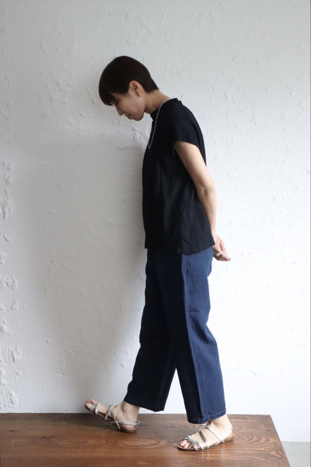 藍染　リネンパンツ　濃色