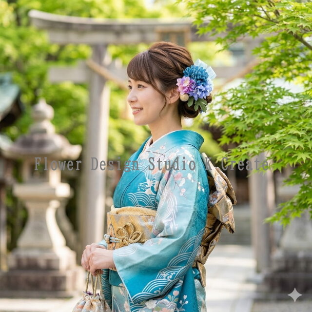 和装 浴衣 七五三 髪飾り ヘッドドレス グリーン 【公式通販】