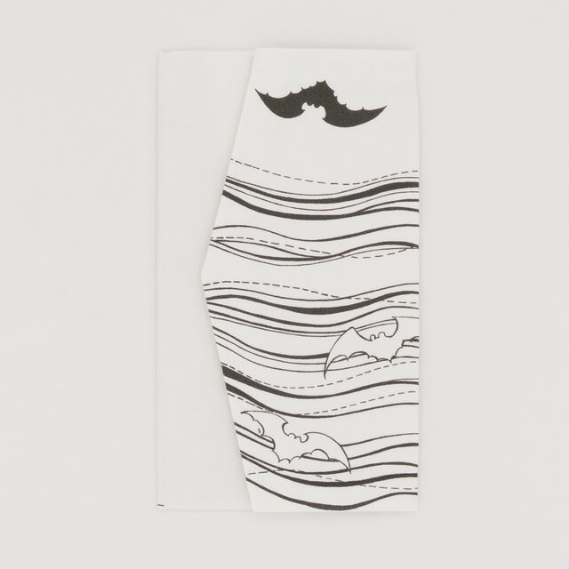 京友禅　金封袱紗（ふくさ）『ONE TONE』　こうもり　白基調・モノトーン