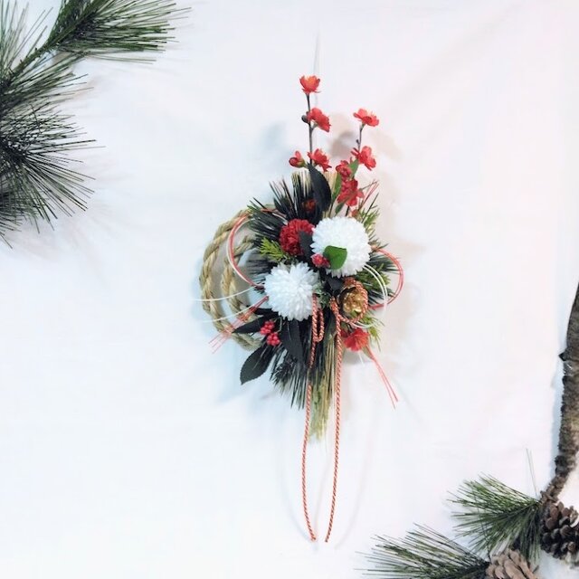 お正月 しめ縄リース レトロモダン ns748 アーティフィシャルフラワー