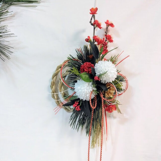 お正月 しめ縄リース レトロモダン ns748 アーティフィシャルフラワー