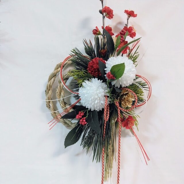 お正月 しめ縄リース レトロモダン ns748 アーティフィシャルフラワー