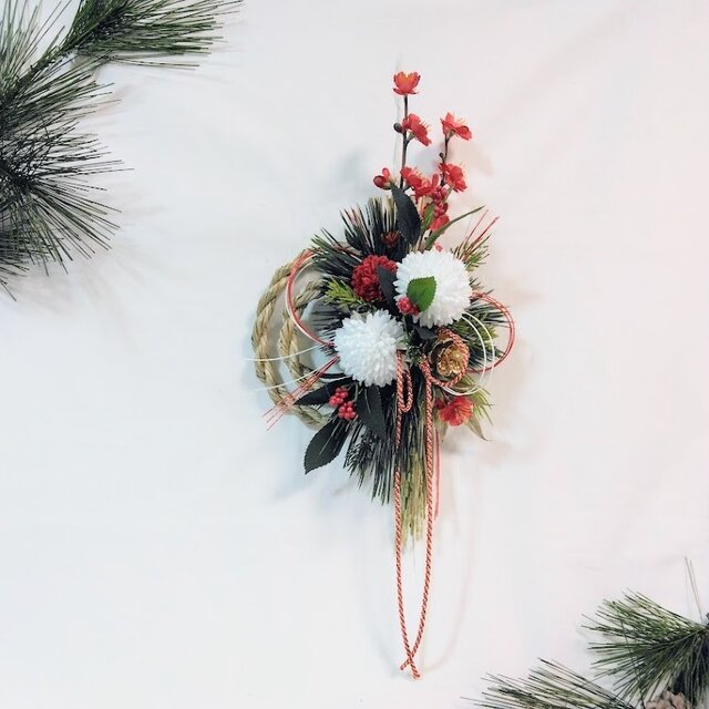 お正月 しめ縄リース レトロモダン ns748 アーティフィシャルフラワー