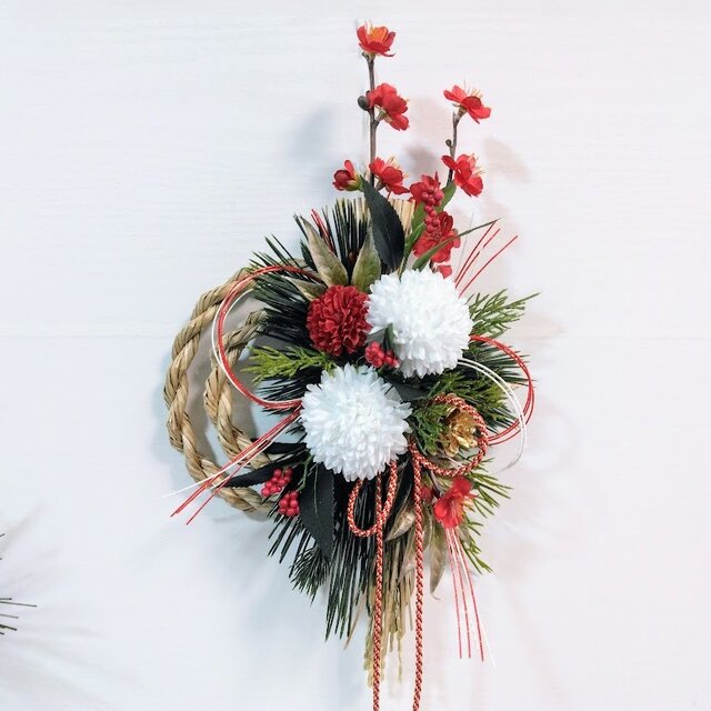 お正月 しめ縄リース レトロモダン ns748 アーティフィシャルフラワー