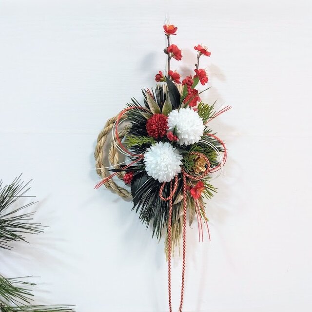 お正月 しめ縄リース レトロモダン ns748 アーティフィシャルフラワー