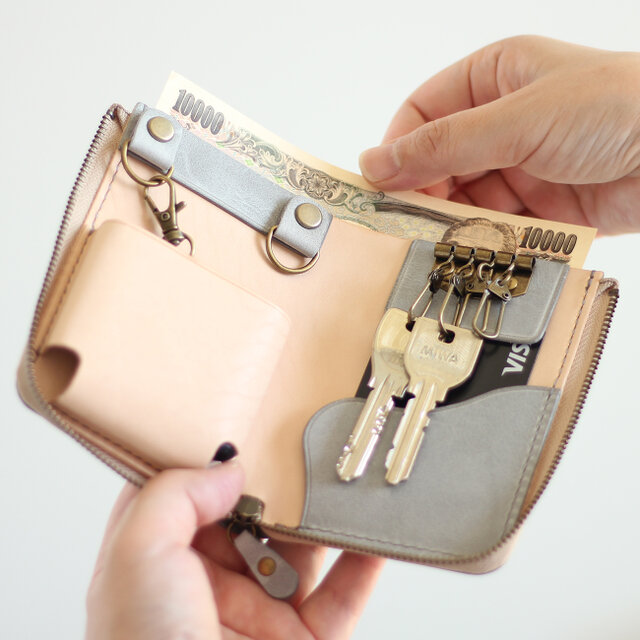 キーケース Lサイズ LF-085 シビラ×ヌメ革ツートン 牛革 レザー 革 財布 免許証 スマートキー 車関連収納