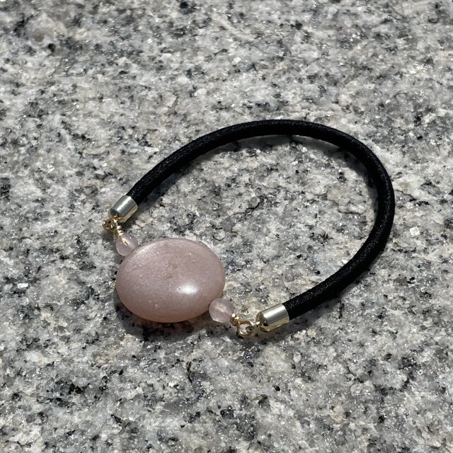 ヘアゴム♡オレンジムーンストーン×ローズクォーツ≪１点もの≫