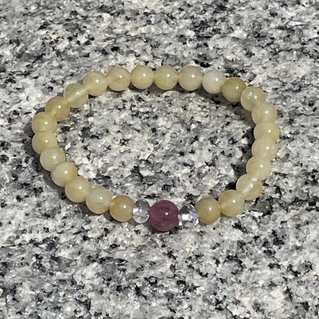 ブレスレット♡ピンクトルマリン×イエロージェイド×クリスタル