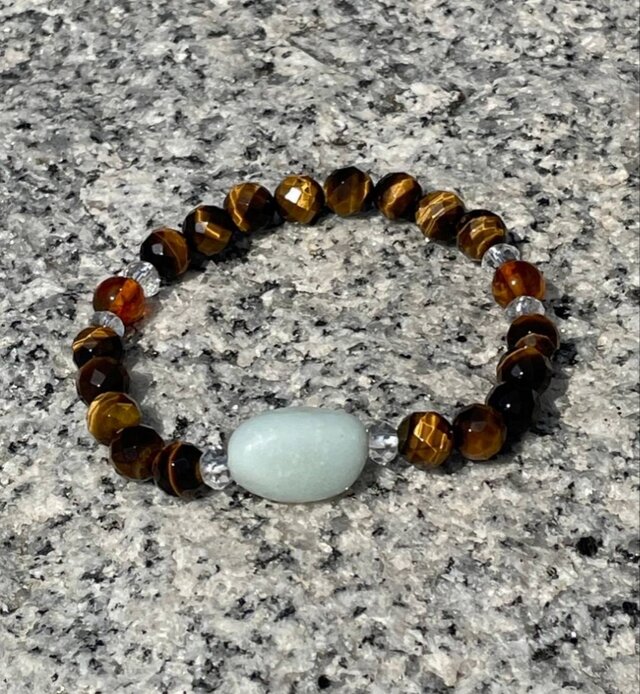 ブレスレット♡アマゾナイト×アンバー×タイガーアイ≪一点もの≫