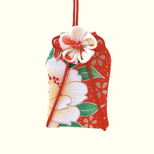 （祝花白）元巫女が作る花のお守り袋