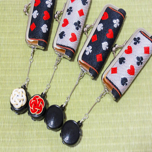 【送料無料】《選べる！》トランプ柄  朱肉付きの印鑑ケース｜畳縁｜がま口