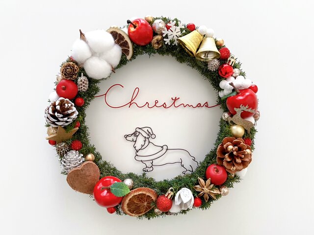 ダックスフンドサンタのChristmasリース | iichi 日々の暮らしを