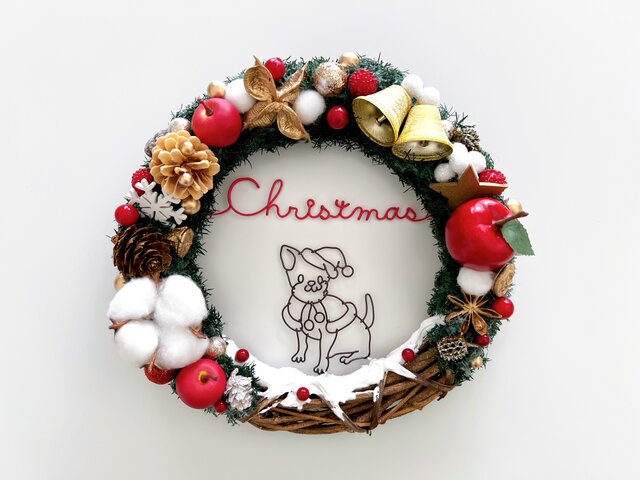 チワワサンタの雪のChristmasリース | iichi 日々の暮らしを心地よく