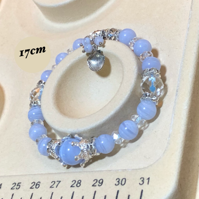 ブルーレースアゲート デザイン 天然石ブレスレット | iichi 日々の