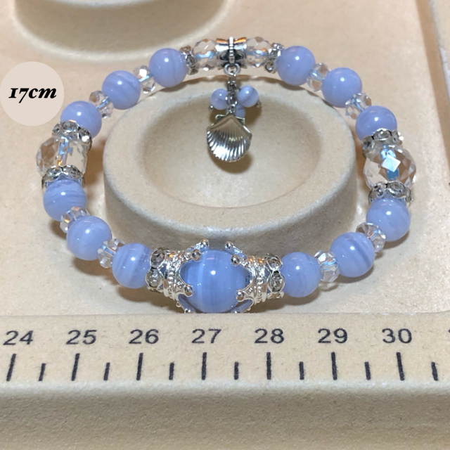 ブルーレースアゲート デザイン 天然石ブレスレット | iichi 日々の